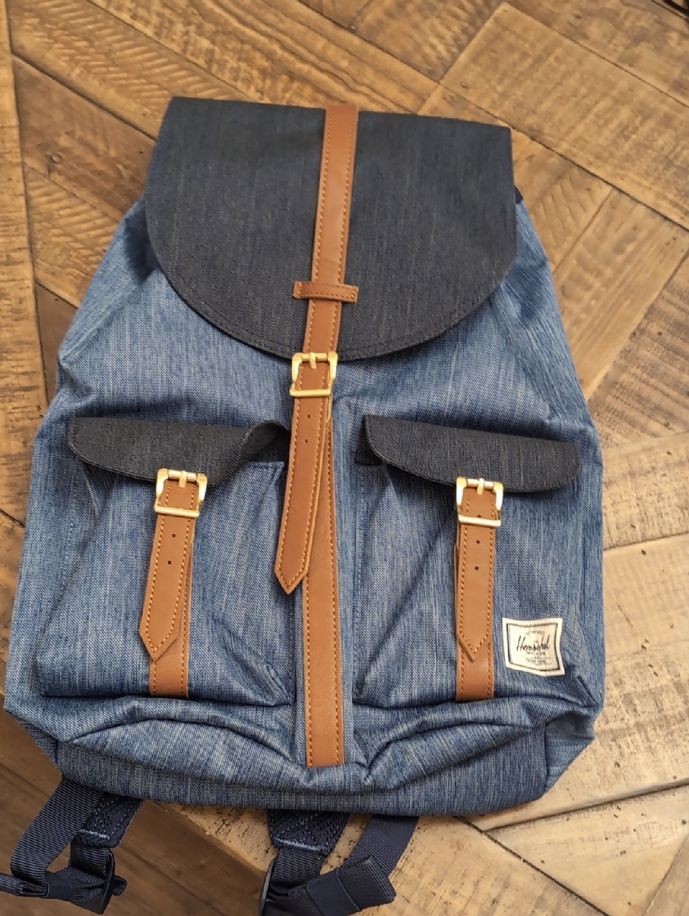 Herschel Supply Company Blue Denim Backpack with Tan Trim